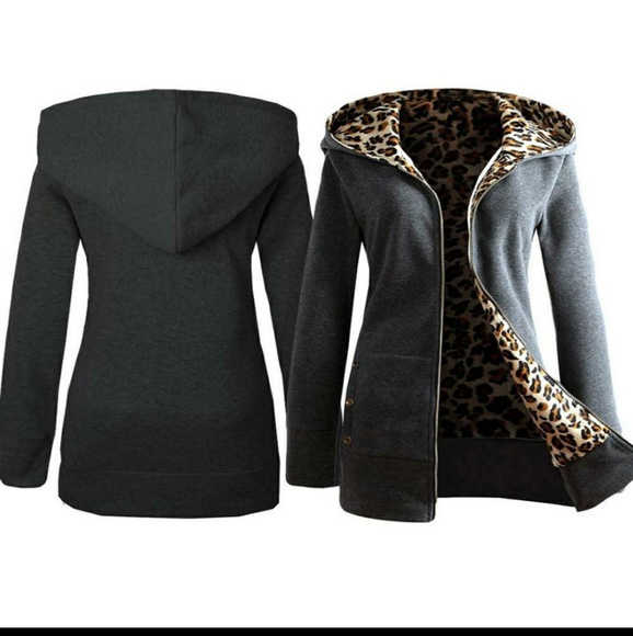 Jackets & Blazers - SOLD 100% nwot Zip-up grey and leopard jacket